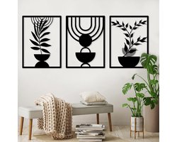 Ibenzoa® Tijdloze Geometrische Metalen Wanddecoratie voor Slaapkamer en Woonkamer - Abstracte Boho Stijl Kunst