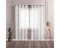 Ibenzoa® Transparant Voile Gordijn Met Elegant Rankenpatroon Voor Woonkamer, 140x225cm Wit, Enkelvoudig Stuk