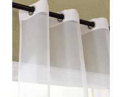 Ibenzoa® Transparant Voile Gordijn met Kleurverloop en Praktische Ophangogen