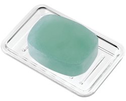 Ibenzoa® Transparante kunststof zeepbak met geribbeld ontwerp voor badkamer en keuken