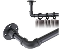 Ibenzoa® Verstelbare Industriële Gordijnroede voor Diverse Ruimtes van 81 tot 216 cm in Stijlvol Mat Zwart