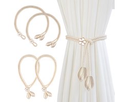 Ibenzoa® Verstelbare katoenen gordijnhouders set van 4 met bloemendecor voor huis en kantoor