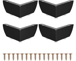 Ibenzoa® Verstelbare Zwarte Metalen Meubelpoten voor Kasten, Banken en Tafels - Set van 4 Stuks