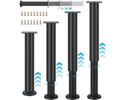 Ibenzoa® Verstelbare zwarte meubelpoten set van 4 met stevige koolstofstalen constructie voor diverse meubels