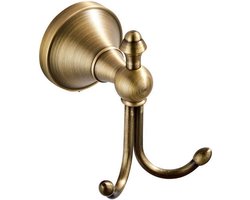Ibenzoa® Vintage Stijl Dubbele Badkamerhaak van Massief Messing voor Handdoeken en Kleding