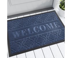 Ibenzoa® Vloermatten - Antislip en Wasbare Deurmat voor Binnen en Buiten, 75 x 43 cm, Blauw