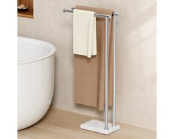 Ibenzoa® Vrijstaande Handdoekhouder met Marmeren Basis en Roestvrij Stalen Staven voor Badkamers