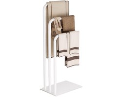 Ibenzoa® Vrijstaande Handdoekhouder van Roestvrij Staal met Marmeren Basis en Drie Stangen voor Handdoeken en Kleding
