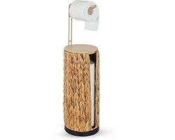 Ibenzoa® Vrijstaande toiletpapierhouder met extra opslag en rotan design voor badkamer