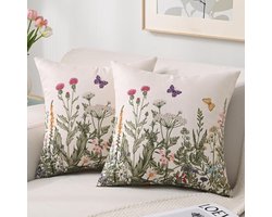 Ibenzoa® Waterbestendige Kussenhoezen met Bloemenmotief voor Lente en Zomer - Set van 2 voor Binnen en Buiten