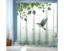 Ibenzoa® Waterdicht Douchegordijn met Groene Bladeren en Verzwaarde Zoom voor Stijlvolle Badkamerervaring
