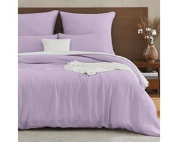 Ibenzoa® Zacht en ademend tweepersoons beddengoed van mousseline katoen met ritssluiting