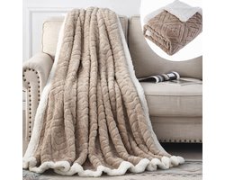 Ibenzoa® Zachte en Luxe Tweezijdige Woonkamerdeken met Sherpa en Flanel