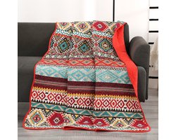 Ibenzoa® Zachte Katoenen Boho Sprei voor Eenpersoonsbedden en Banken, Kleurrijk Design, 150 x 200 cm