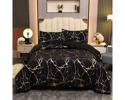 Ibenzoa® Zachte Microvezel Beddengoedset Zwart met Goud Metallic Glitter, 135x200cm (2 Dekbedovertrekken + 2 Kussenslopen)