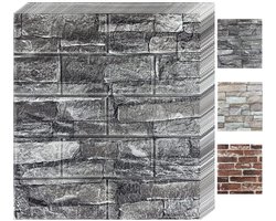 Ibenzoa® Zelfklevende 3D-Wandpanelen in Steenlook voor Diverse Kamers - Set van 10 Stuks, Zwart, Waterdicht