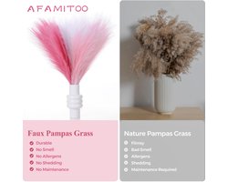 Ibenzoa® Zesdelige set roze kunstpampasgras van 45 cm voor stijlvolle woon- en feestdecoratie