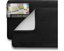 Ibenzoa® Zwarte fluwelen badmatten set met antislip en absorberende eigenschappen