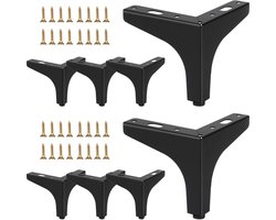 Ibenzoa® Zwarte metalen meubelpoten set van 8 voor diverse meubels zoals kasten en dressoirs