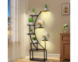 Ibenzoa® Zwarte metalen plantenstandaard met geïntegreerd groeilicht voor optimale plantengroei en decoratie