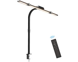 ibettertec Bureaulam –LED dimbare bureaulamp–Bureaulamp met klem–Hobbylam–dubbele lichtbron–met lichtsensor–5 kleurtemperaturen–tafellamp voor kantoor– Klem lamp – Afstandsbediening – Touchscreen – 2.700 K tot 6.500 K – Hoogwaardig staal