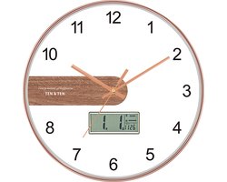 IBETTERTEC Stille Wandklok – Scandinavisch Design – 30 cm (12 inch) – Analoog & Digitaal – Modern & Goed Afleesbaar