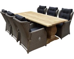 Ibiza Geneva dining tuinset 240x100xH77 cm 7 delig grijs teak