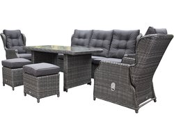 Ibiza premium stoel bank dining loungeset verstelbaar 6 delig antraciet