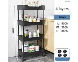 iBright 4 Laags Opbergrek -Staand rek 4 etages voor Badkamer - Keuken - Keukenrek - Badkamerrek - Kunststof rek