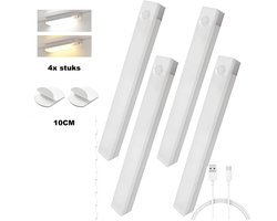 iBright Led Lamp met Bewegingssensor - 10 CM - Set van 4 - Oplaadbaar via USB - Magnetisch & Zelfklevend - Draadloos - USB Oplaadbaar - LED Sensor lamp - Kastverlichting - Keukenverlichting Onderbouw Led- Nachtlampje