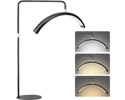 iBright LED Moon Light - Behandellamp met wielen - 360° Rotatie - Salonlamp - Moonlight - Behandel lamp - Incl. smartphonehouder - Beauty - Tattoo - Massage - Nagelstyliste - Make-up - Zwart