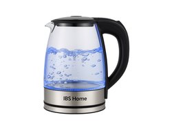 IBS Home Waterkoker - Glazen Waterkoker - LED Verlichting - 1,8 Liter - 1500W - Automatische Uitschakeling - Snoerloze Waterkoker - BPA-vrij - Moderne Design Waterkoker - Waterkoker