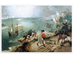 Icarus Poster - Wanddecoratie Muurdecoratie - Muur Versieren - Premium Papier 250 g/m² - 100 x 70 cm - Petrol Blauw