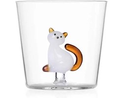 Ichendorf Milano Waterglas Tabby Cat Zittende Poes Wit/Amber