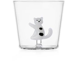 Ichendorf Tabby Cat glas witte poes met zwarte vlekken