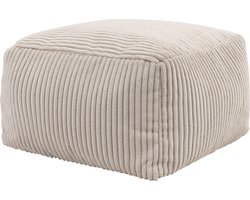 icon "Amara" Corduroy Hocker, Beige, Zitzak Stoel met Vulling, Cord Poef, Woonkamerzitzakken