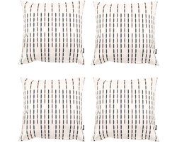 icon Cushion for Outdoor Boho Collection Lines Set of 4 Woven Water Repellent Fabric 43cm x 43cm Cushion for Sofa with Fiber Filling Garden Cushion Garden Outdoor