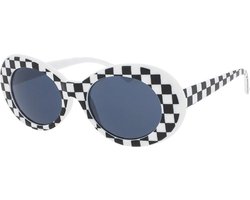 Icon Eyewear Zonnebril GRUNGE - Zwart met wit geblokt montuur – Grijze glazen