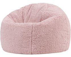 icon - Kingston Kinderzitzak Stoel - Fluffy Pluche Teddy - Oud roze
