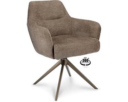Icon Living - Armstoel Bobbie - Stof Movie Taupe - Poot Bronze 360° Return-system