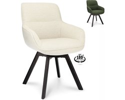 Icon Living - Armstoel Bottas - Stof Mose Natural - Leg Black Oak 180° Return-system