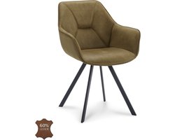 Icon Living - Armstoel Brice - Microleder Bull Moss - Poot Zwart