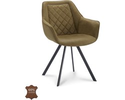 Icon Living - Armstoel Jazz - Microleder Bull Moss - Poot Zwart