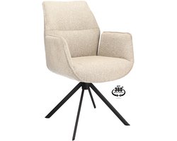 Icon Living - Armstoel Lux - Stof Lodge Beige - Leg Black 360° Return-System