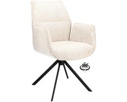 Icon Living - Armstoel Lux - Stof Lodge Linen - Leg Black 360° Return-System