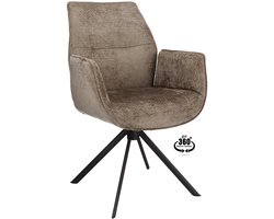 Icon Living - Armstoel Lux - Stof Movie Taupe - Leg Black 360° Return-System