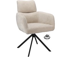 Icon Living - Armstoel Lyo Stof Stella Linen Leg Black 360° Return-system