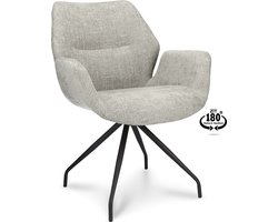 Icon Living - Armstoel Vila - Stof Miami Taupe - Spinpoot - Terugdraaisysteem