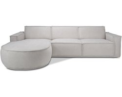 Icon Living - Bank Anna Hoekcombinatie 2.5-zits - Longchair Rond Voorstaand Links Stof Mito Natural