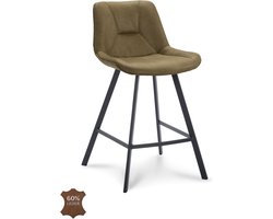 Icon Living - Barkruk Brooks Zithoogte 65 - Microleder Bull Moss - Poot Zwart